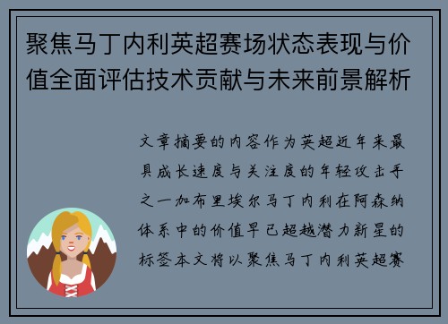 聚焦马丁内利英超赛场状态表现与价值全面评估技术贡献与未来前景解析